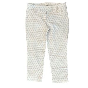 Ann Taylor Loft 4P Marisa Riviera Pant cotton blend beige and cream geo pattern